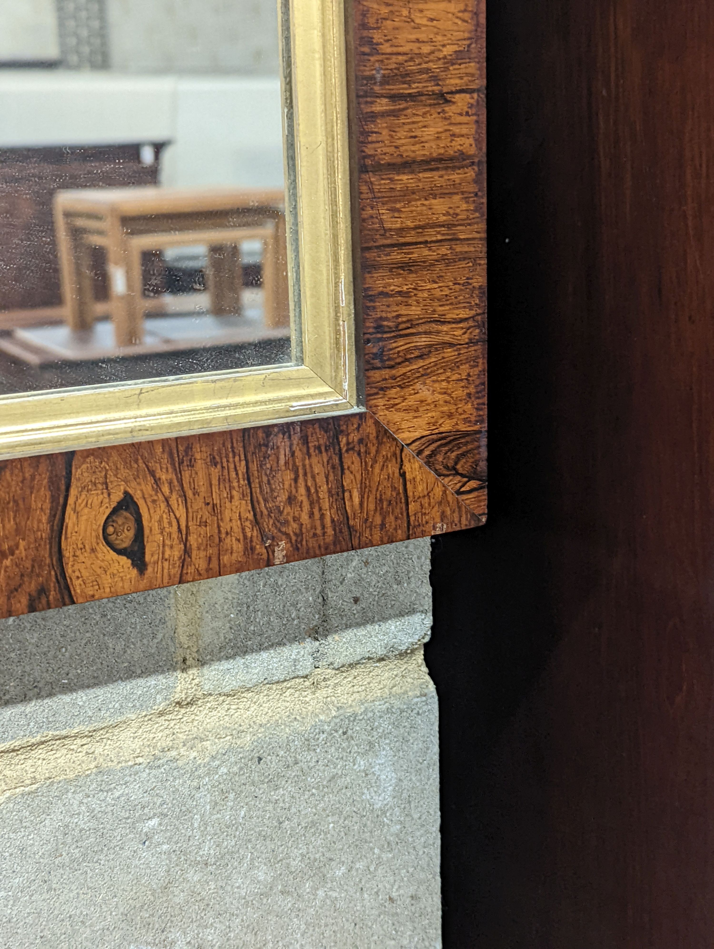 A Victorian rectangular mirror in rosewood frame, width 46cm, height 53cm